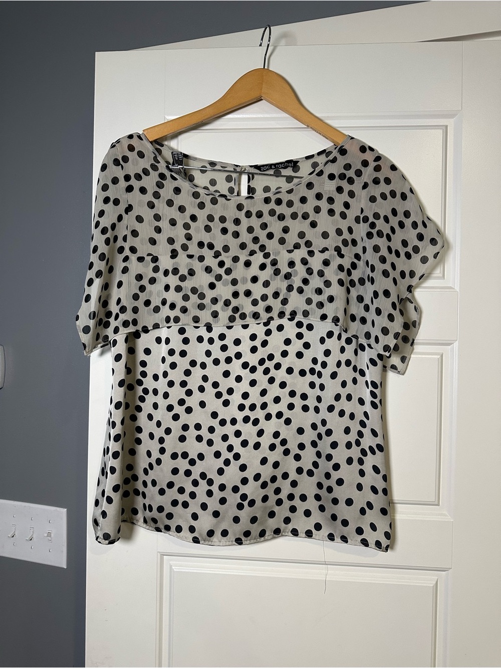 Zac & Rachel Cream Blouse with Black Polka Dots
